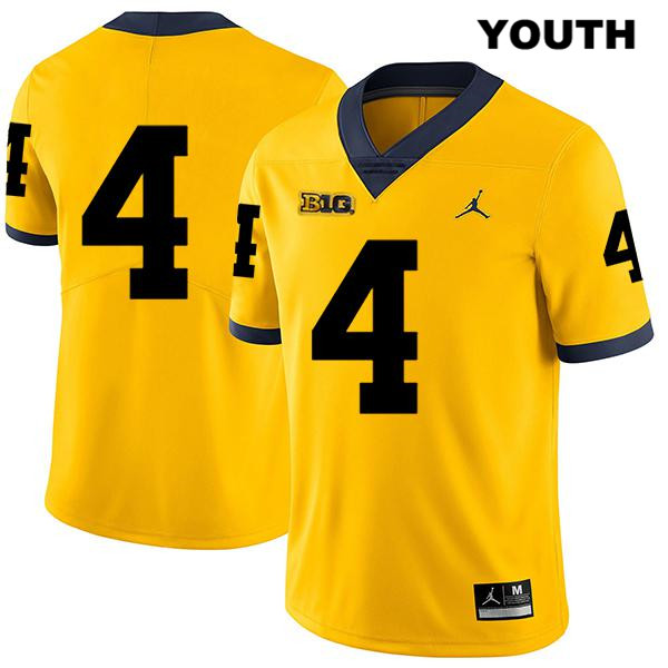 Youth NCAA Michigan Wolverines Nico Collins #4 No Name Yellow Jordan Brand Authentic Stitched Legend Football College Jersey HK25U61LB